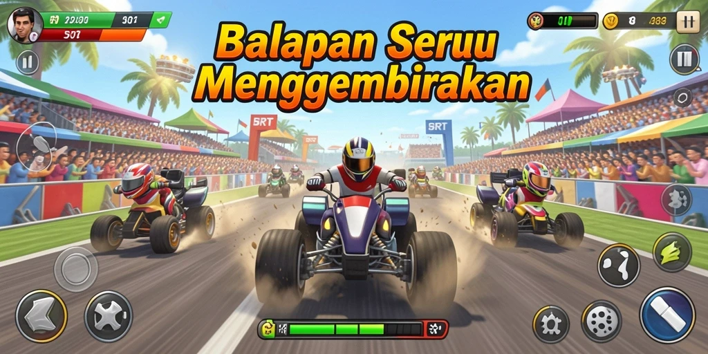 Gameplay 5RT yang penuh aksi balapan seru dan tantangan.