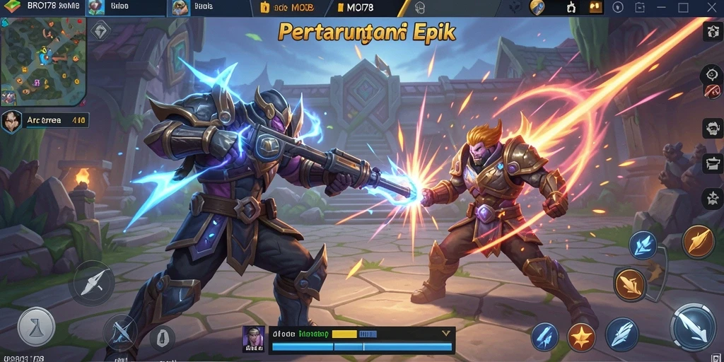 Screenshot yang menampilkan gameplay seru di arena MOBA.