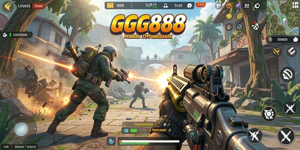 Tampilan gameplay GGG888 yang mendebarkan dan penuh aksi TPS.