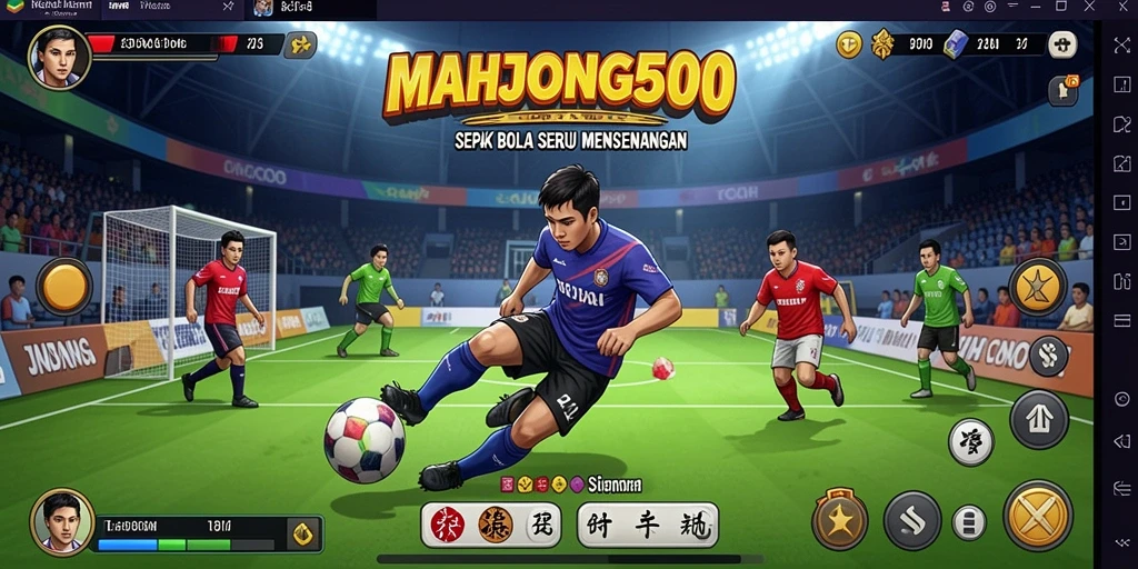 Tampilan gameplay <strong>MAHJONG500</strong> yang seru dan kompetitif dalam sepak bola.