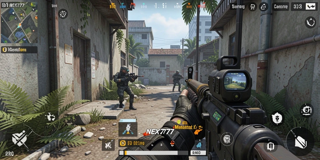 Tampilan gameplay seru dan menegangkan dalam NEX777 saat bertempur.
