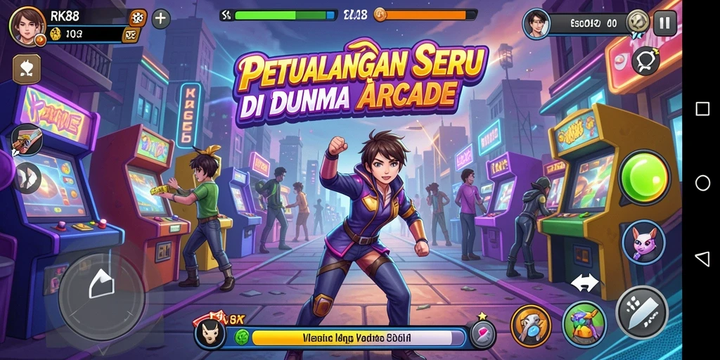 Screenshot RK88 menampilkan gameplay yang seru dan penuh aksi di dunia Arcade.