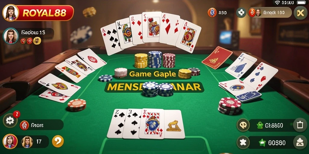 Tampilan gameplay Gaple yang interaktif dan seru di ROYAL88.