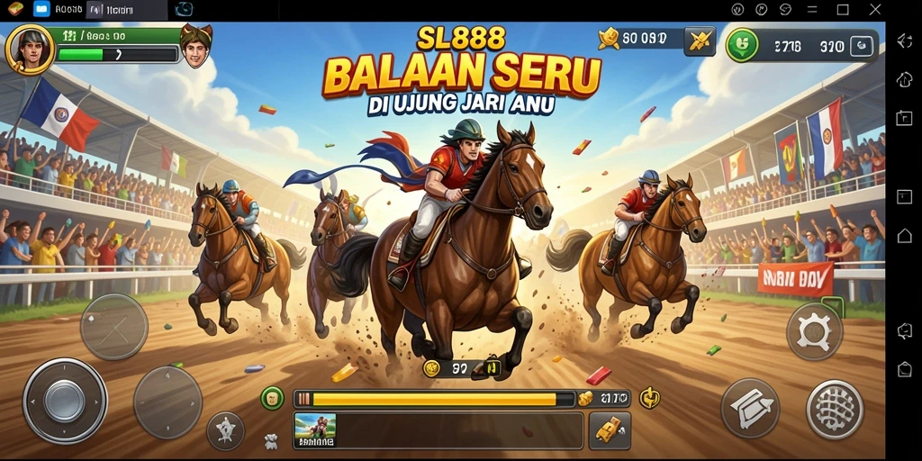 Tampilan gameplay SL888 yang memukau dengan mobil dan trek balapan.