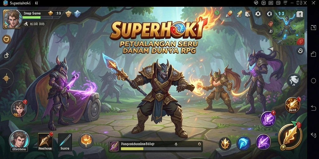 Gameplay seru dalam SUPERHOKI menunjukkan pertarungan RPG yang menarik.