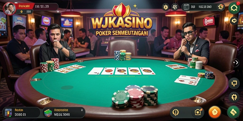 Screenshot permainan poker di WJKASINO yang menunjukkan gameplay yang menarik.